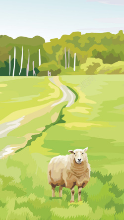 彩色绵羊水彩手绘H5背景高清图片