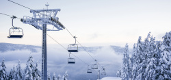 电缆车冬季浪漫白色电商海报背景高清图片