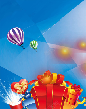 红色礼物热气球背景素材背景