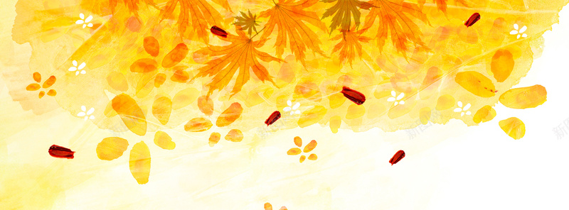 金秋枫叶黄色背景背景