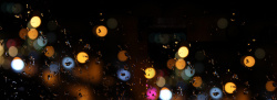 玻璃窗海报玻璃窗外雨夜中彩色光圈高清图片