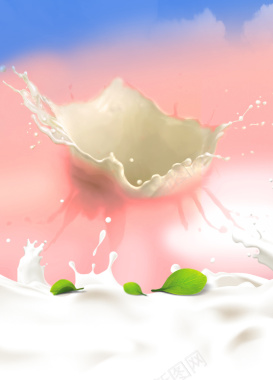 奶花飞溅粉色背景素材背景