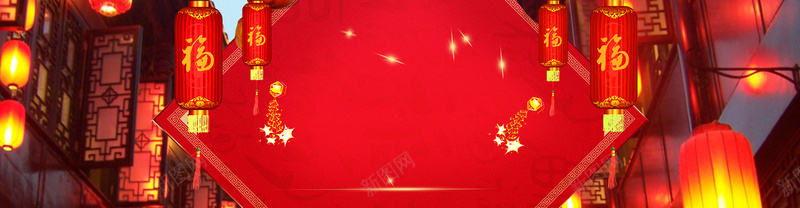 春节鸡年喜庆红色电商海报背景背景