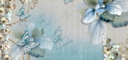 浪漫的卧室唯美立体地中海花朵蝴蝶珠宝高清图片