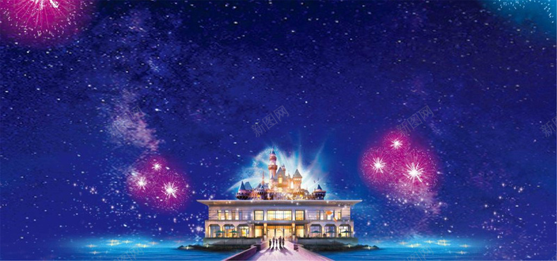 梦幻迪士尼城堡卡通背景背景