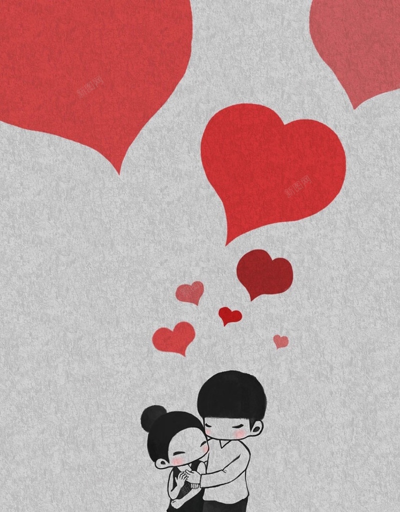 灰色情侣H5背景jpg设计背景_新图网 https://ixintu.com 天生一对 卡通 爱心 爱情 情侣 H5 h5 童趣 手绘