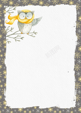 卡通手绘猫头鹰冬季底纹背景背景