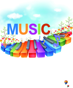 彩色琴键卡通彩色钢琴键音乐背景素材高清图片