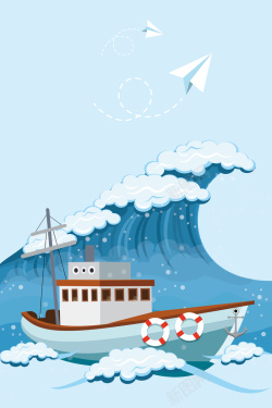 朝霞帆船航行的大帆船背景海报高清图片