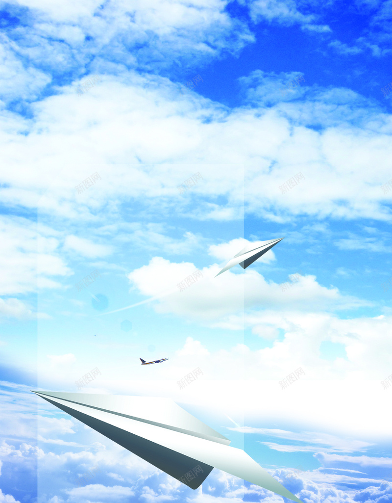 蓝天纸飞机印刷背景jpg设计背景_新图网 https://ixintu.com 蓝天 云朵 白色 蓝色 摄影 纸飞机印刷背景 风景