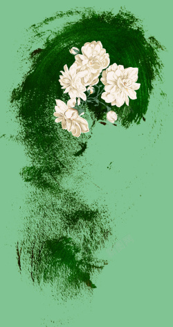 花朵颗粒白花绿色油漆痕迹背景图高清图片