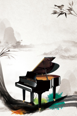 中国风钢琴海报背景背景