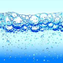 晶莹的蓝色水珠图片蓝色晶莹透亮水中泡泡背景高清图片