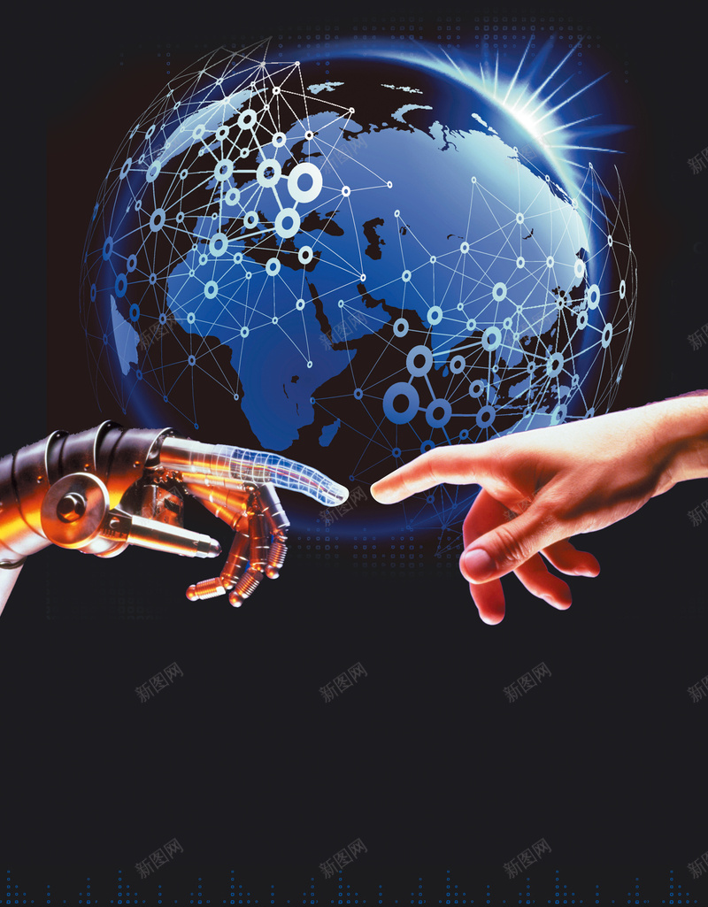 科技改变生活背景素材psd设计背景_新图网 https://ixintu.com 海报 矢量 科技 背景 蓝色 机器人 双手 生活
