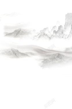 大气水墨风山川长城国黑白水墨风山川背景高清图片