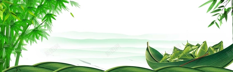 绿色清新手绘端午节竹子背景背景