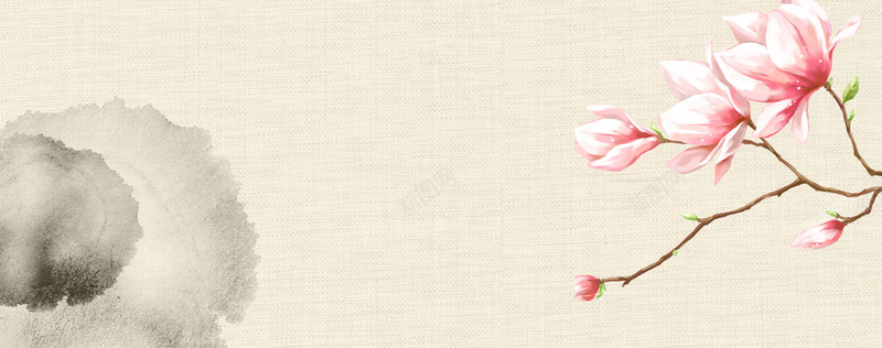 古风中国风手绘花朵墨迹背景背景