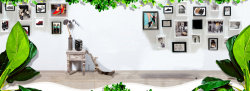木质简易照片墙温馨家居照片墙几何白色小清新背景高清图片