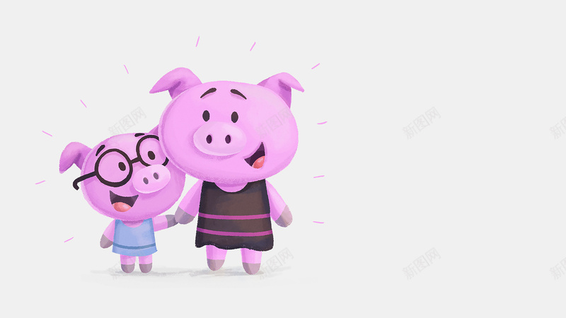 父亲节海报jpg设计背景_新图网 https://ixintu.com 卡通 手绘 童趣 猪猪父子