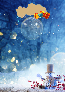 美丽的雪人美丽童话雪景梦话泡泡背景素材高清图片
