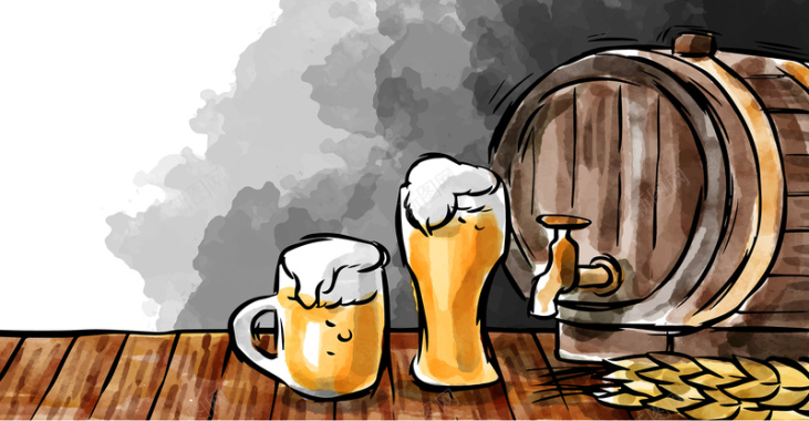 欧式手绘啤酒宣传广告详情页水彩背景素材背景