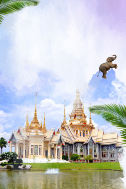 多彩背景泰国旅游海报背景
