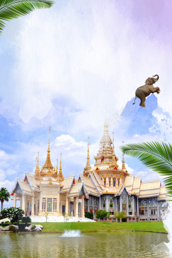 境外多彩背景泰国旅游海报高清图片