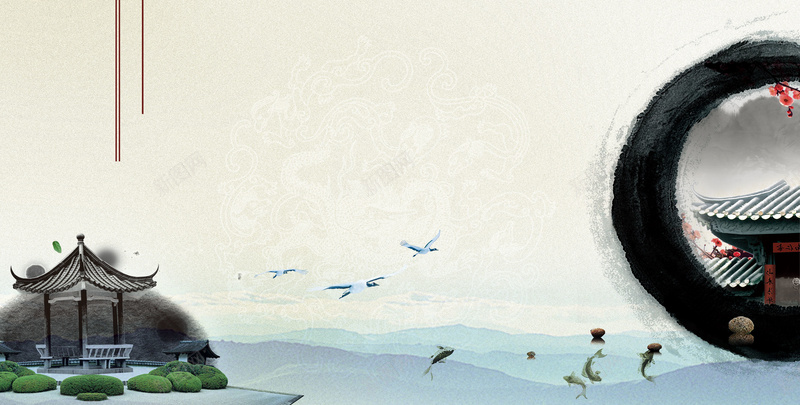 传统中国风背景素材psd设计背景_新图网 https://ixintu.com 历史 唯美 山水 文化 简约 水墨 大气 传统 建筑 背景海报