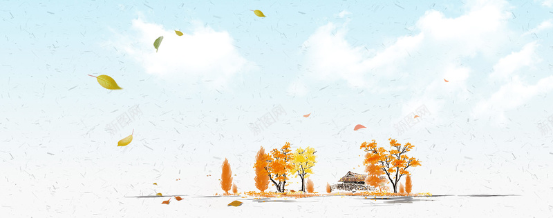 秋季蓝天枫叶旅游背景背景