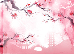 日式唯美日式唯美樱花主题详情页水彩矢量背景素材高清图片