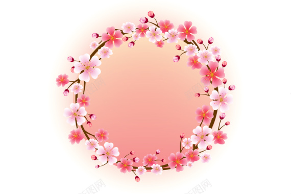粉色樱花花环节日浪漫背景素材背景