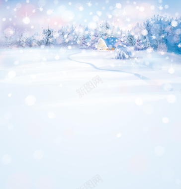 冬季水彩雪景背景素材背景