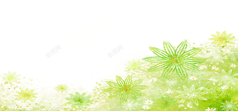 水彩花卉大气清新绿色淘宝海报背景背景