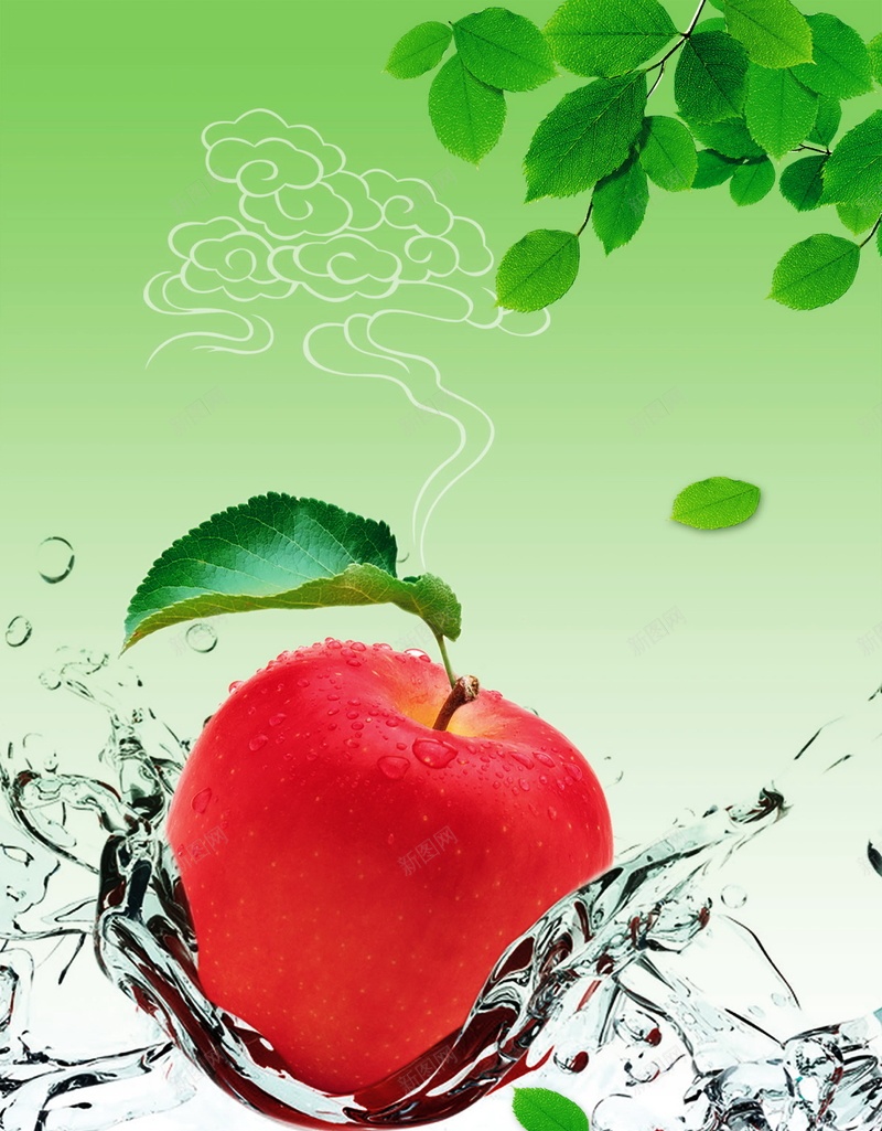 苹果水果psd设计背景_新图网 https://ixintu.com 苹果水果背景图片免费下载树叶 水果 海报 背景 苹果 树叶