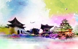 文化旅游胜地韩国旅游文化海报背景模板高清图片