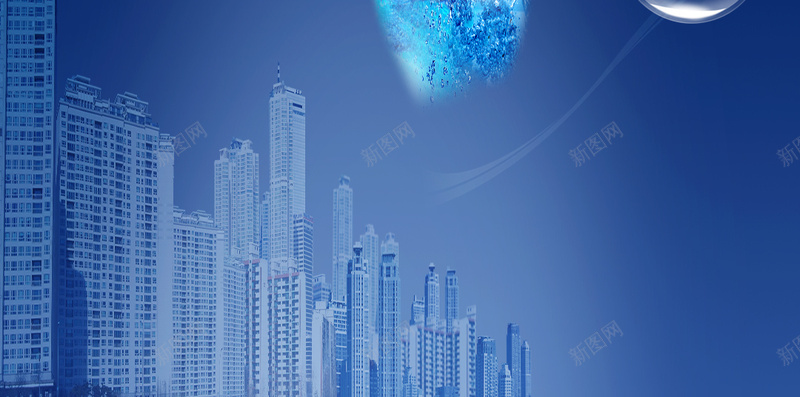 科技蓝色城市H5背景素材psd设计背景_新图网 https://ixintu.com 城市 泡泡 白色 科技 透明 数据 高楼 蓝色 H5背景