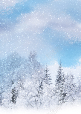 传统节气蓝色唯美女装促销森林雪景背景背景