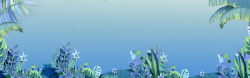 祥和典雅蓝色植物中国风banner图高清图片