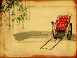 上海滩复古水墨马车背景高清图片