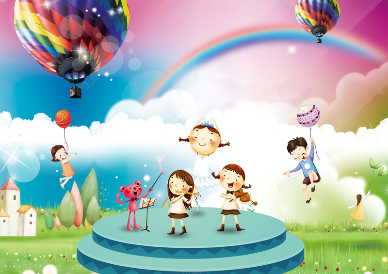 童趣舞台热气球背景jpg设计背景_新图网 https://ixintu.com 童趣背景 舞台背景 热气球 儿童