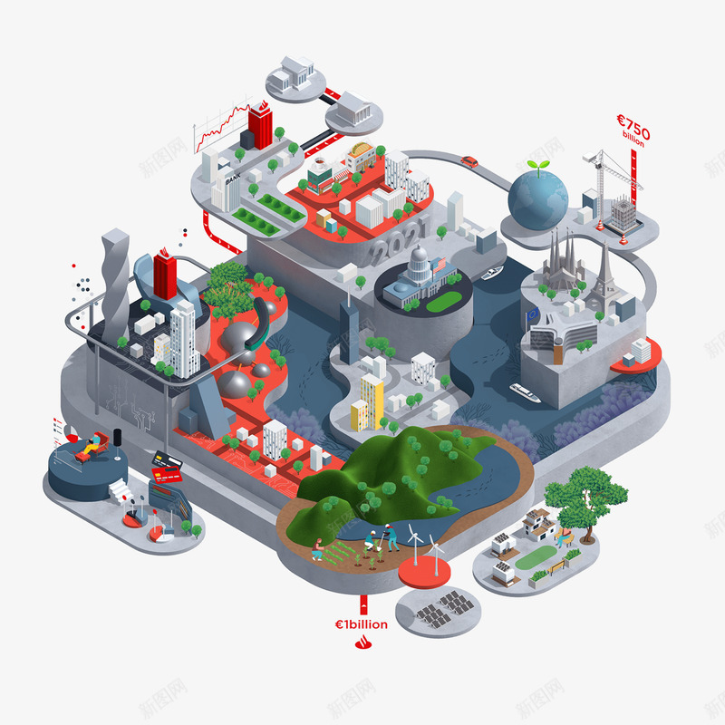 city COVid future infographic Isometric world插画25Dpng免抠素材_新图网 https://ixintu.com 插画
