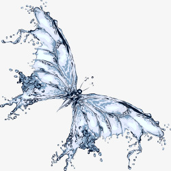 飞舞液体蝴蝶形状水溅3d元素高清图片