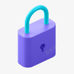 安全防线紫色卡通立体的锁设计矢量图高清图片