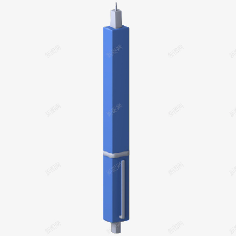 蓝色质感半立体碳素笔png免抠素材_新图网 https://ixintu.com 图标 尺子 工具 笔 碳素笔 