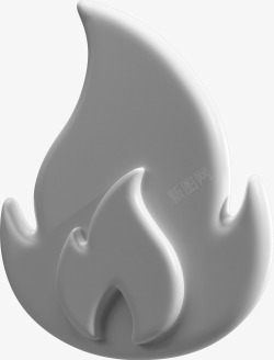 3DC4D立体白色火焰图标素材