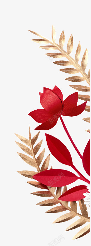 花朵折纸边框装饰png免抠素材_新图网 https://ixintu.com 免扣 装饰 红色 花朵 折纸 边框