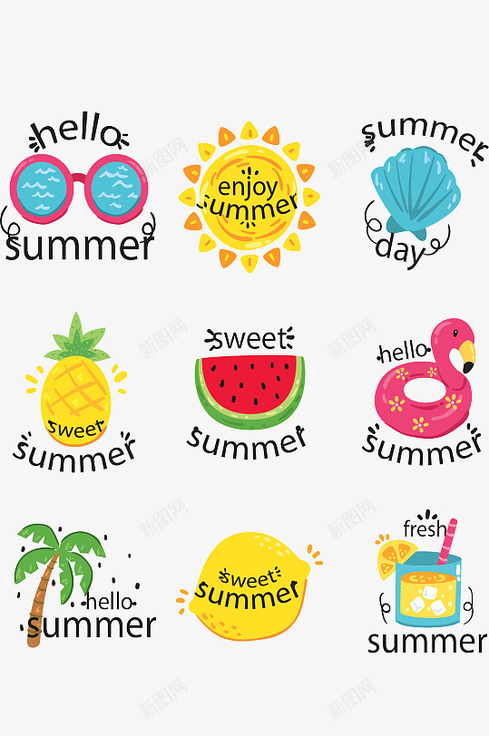 夏季标签画册4png免抠素材_新图网 https://ixintu.com 夏季 标签 画册