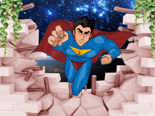 3d卡通超人海报背景素材背景