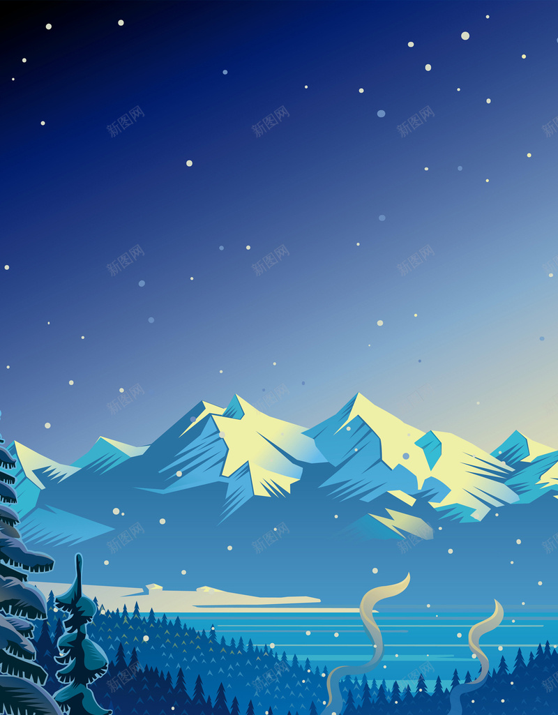 雪山H5背景jpg设计背景_新图网 https://ixintu.com 卡通 天空 彩色 树林 雪山 H5背景 H5 h5 童趣 手绘