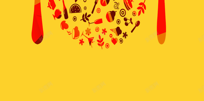 扁平化餐厅黄色H5背景psd设计背景_新图网 https://ixintu.com 黄色背景 扁平化 勺子 餐厅 饭店 叉子 温暖 H5背景素材